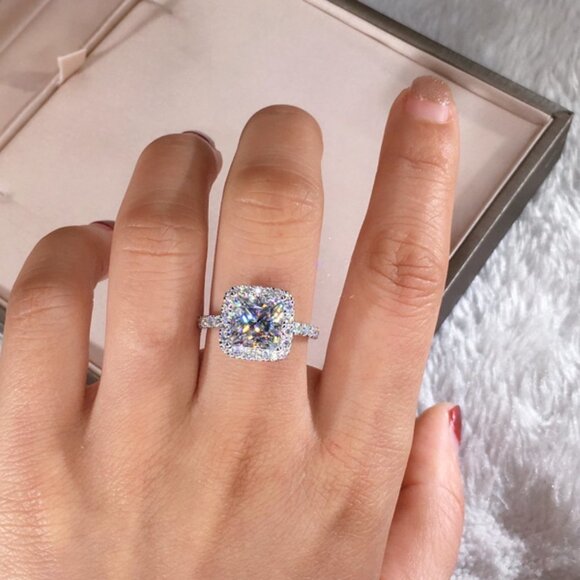 🎁Beautiful Pure Princess Cut Zircon Square Thin Rings for Women, MARR9036 - Picture 6 of 6